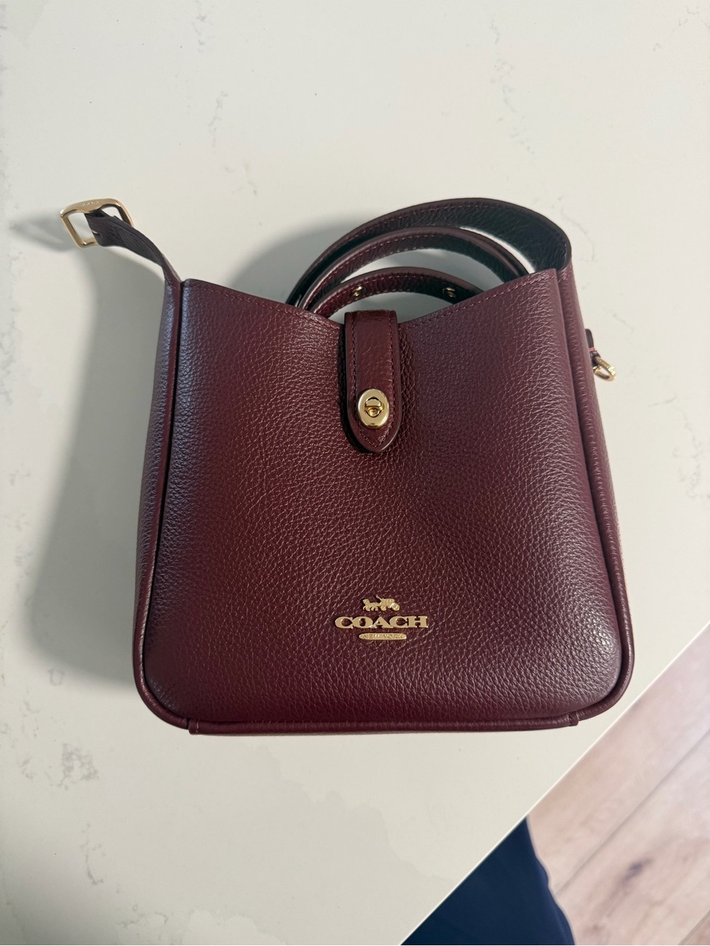 Coach mini Hadley in dark wine.